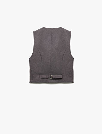 V Yaka Düğmeli Blazer Yelek