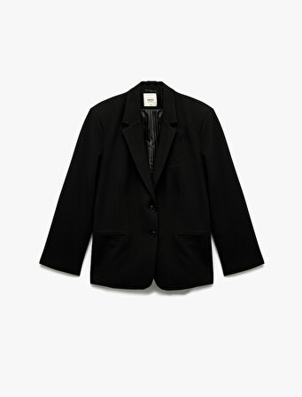 Cepli Düğmeli Kruvaze Uzun Kollu Blazer Ceket