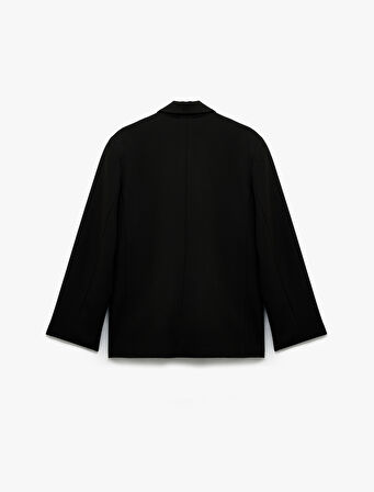 Cepli Düğmeli Kruvaze Uzun Kollu Blazer Ceket