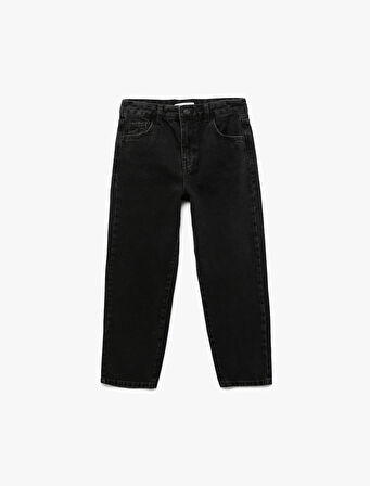 Cep Detaylı Rahat Kesim Pamuklu Denim Pantolon
