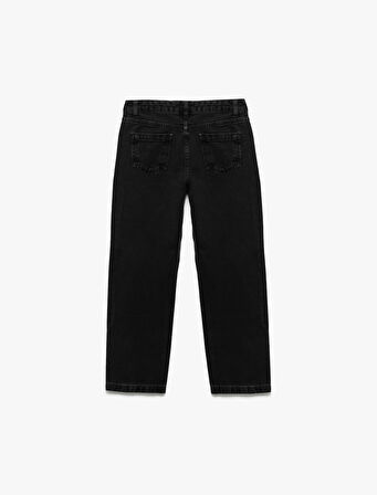 Cep Detaylı Rahat Kesim Pamuklu Denim Pantolon