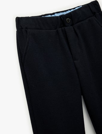 Düğmeli Cep Detaylı Basic Pantolon Görünümlü Eşofman Altı