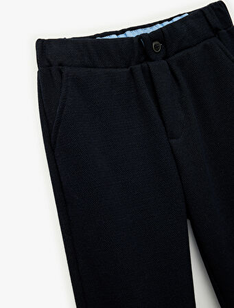 Düğmeli Cep Detaylı Basic Pantolon Görünümlü Eşofman Altı