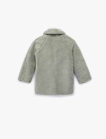 Düğme Detaylı Uzun Kollu Polo Yaka Polar Ceket