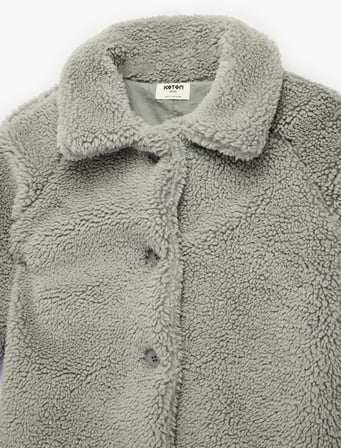 Düğme Detaylı Uzun Kollu Polo Yaka Polar Ceket