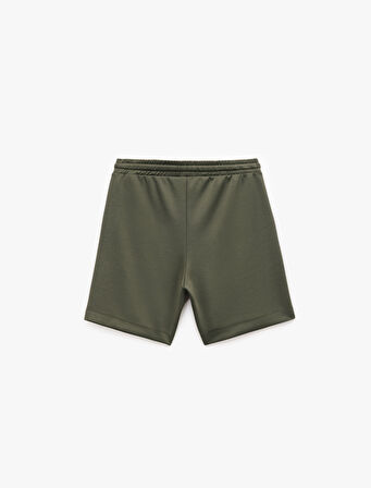 Viskon Karışımlı Scuba Kumaş Beli Bağcıklı Bermuda Şort