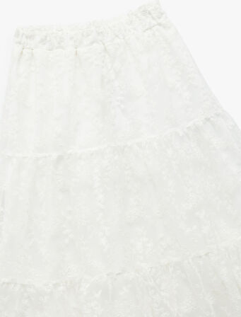 Beli Lastikli Astarlı Tüllü Midi Etek