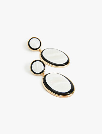 Büyük Boy Çok Renkli Sallantılı Oval Küpe