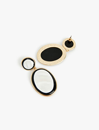 Büyük Boy Çok Renkli Sallantılı Oval Küpe