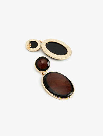 Büyük Boy Çok Renkli Sallantılı Oval Küpe