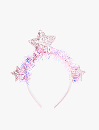 Yıldız Aplike Detaylı Simli Yılbaşı Tacı 