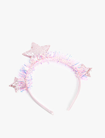 Yıldız Aplike Detaylı Simli Yılbaşı Tacı 