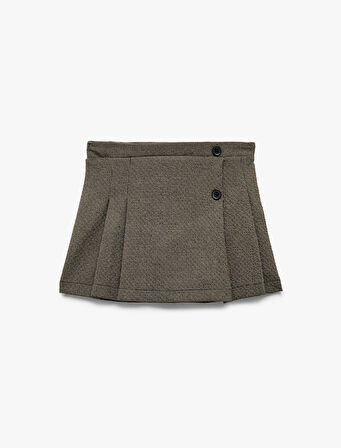 Düğme Detaylı A Kesim Pileli Etek