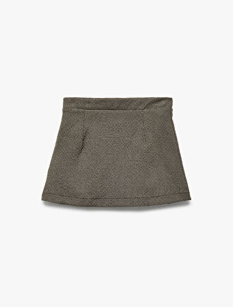 Düğme Detaylı A Kesim Pileli Etek