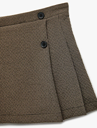 Düğme Detaylı A Kesim Pileli Etek