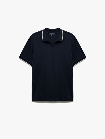 Kontrast Detaylı Pamuklu Pike Kumaş Kısa Kollu Slim Fit Polo Yaka Tişört