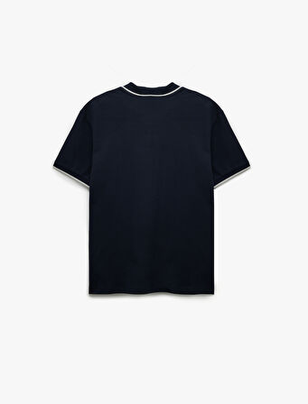 Kontrast Detaylı Pamuklu Pike Kumaş Kısa Kollu Slim Fit Polo Yaka Tişört