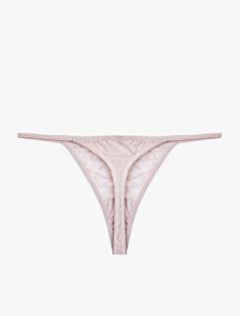 Dantel Detaylı Fiyonklu Çiçekli Tül String Külot