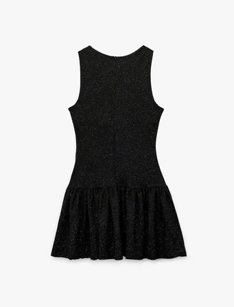 Simli Kolsuz Bisiklet Yaka Volanlı Fiyonklu Mini Abiye Elbise