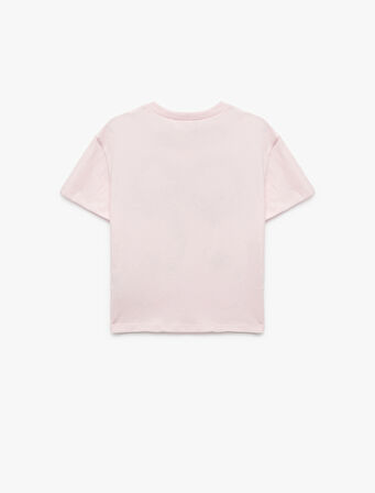 Pamuklu Fiyonk Baskılı Bisiklet Yaka Kısa Kollu Tişört