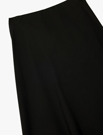 Midi Boy Çan Kesim Saten Kloş Etek