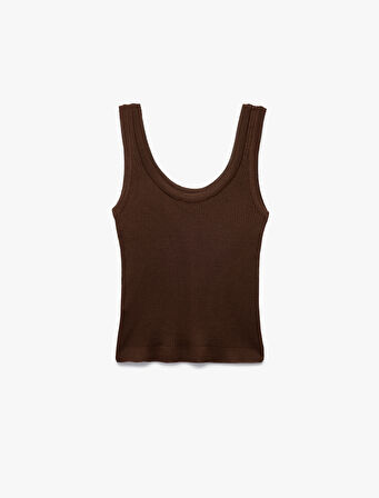 Viskon Kumaş U Yaka Kalın Askılı Fitilli Triko Atlet