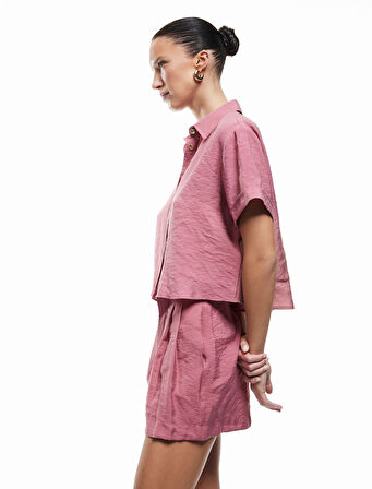 Modal Kumaş Cepli Pile Detaylı Kemerli Mini Şort