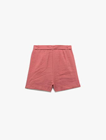 Modal Kumaş Cepli Pile Detaylı Kemerli Mini Şort