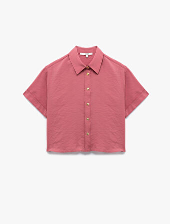 Klasik Yaka Düğmeli Kısa Kollu Modal Gömlek