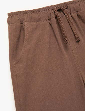 Beli Bağcıklı Pamuklu Cep Detaylı Basic Bermuda Şort