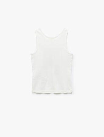 Kolsuz Pamuklu Bisiklet Yaka Slim Fit Crop Baskılı Tişört