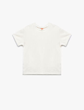 Bisiklet Yaka Kısa Kollu Dokulu Basic Tişört