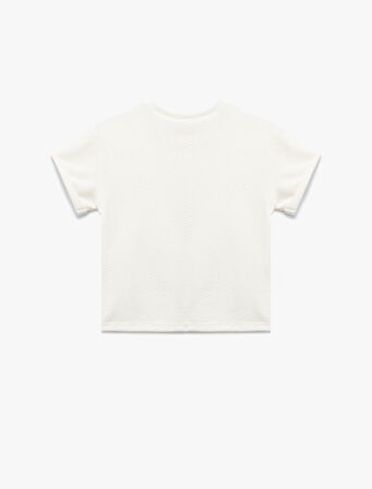 Bisiklet Yaka Kısa Kollu Dokulu Basic Tişört