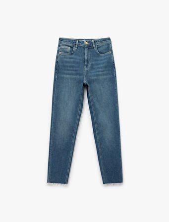 Yüksek Bel Mom Jean Pantolon - Mom Slim Jean