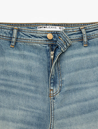 Rahat Kalıp Yüksek Bel Geniş Paça Jean Pantolon - Culotte Jeans