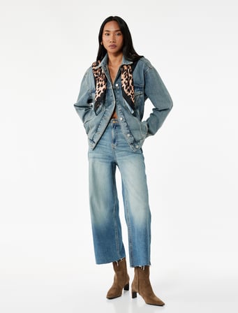 Rahat Kalıp Yüksek Bel Geniş Paça Jean Pantolon - Culotte Jeans
