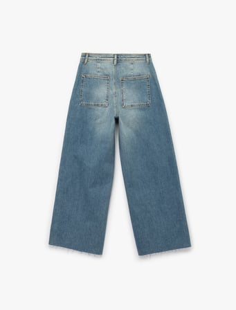 Rahat Kalıp Yüksek Bel Geniş Paça Jean Pantolon - Culotte Jeans