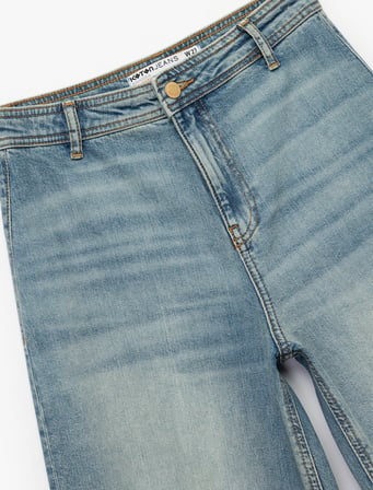 Rahat Kalıp Yüksek Bel Geniş Paça Jean Pantolon - Culotte Jeans