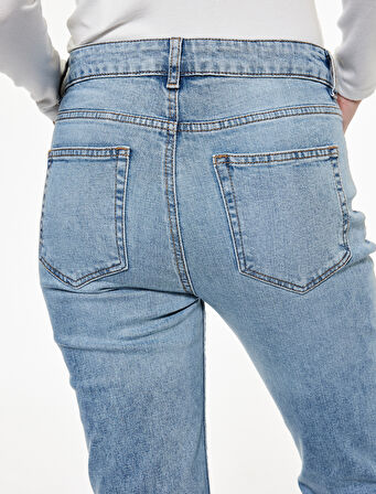 Cepli PamukluSlim Fit İspanyol Paça Jean Pantolon - Flare Jeans