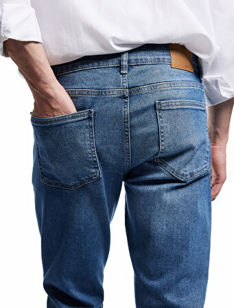 Normal Bel Cep Detaylı Slim Fit Jean Pantolon - Brad Jean