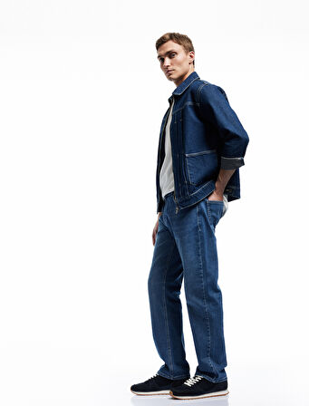 Normal Bel Pamuklu Cep Detaylı Straight Fit Jean Pantolon - Mark Jean