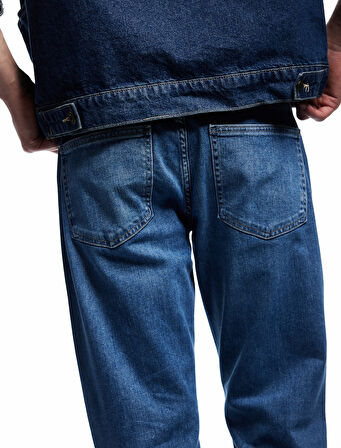 Normal Bel Pamuklu Cep Detaylı Straight Fit Jean Pantolon - Mark Jean