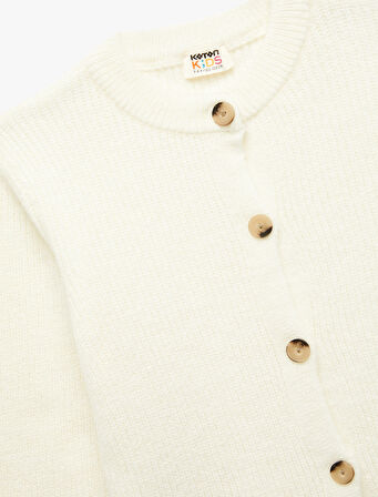 Düğmeli Uzun Kollu Yuvarlak Yaka Basic Triko Hırka