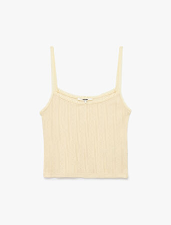 Pamuklu Slim Fit Dantel Detaylı İnce Askılı Crop Atlet