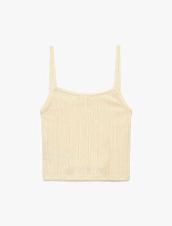 Pamuklu Slim Fit Dantel Detaylı İnce Askılı Crop Atlet