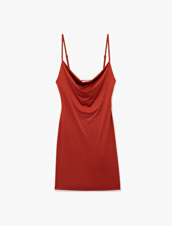 Degaje Yaka Askılı Mini Elbise