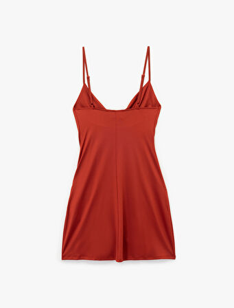 Degaje Yaka Askılı Mini Elbise