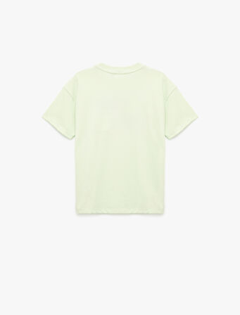 Pamuklu Nakış Detaylı Kısa Kollu Bisiklet Yaka Tişört