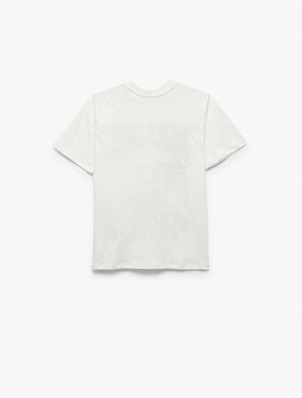 Pamuklu Bisiklet Yaka Kısa Kollu Baskılı Tişört