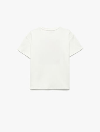 Pamuklu Baskılı Kısa Kollu Bisiklet Yaka Tişört